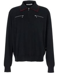 Jil Sander - Sweater With Classic Collar And Front Zip Pockets - Lyst
