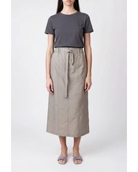 Brunello Cucinelli - Oliva Cotton Blend Midi Skirt With Tie - Lyst