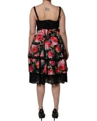 Dolce & Gabbana - Sleeveless Bustier Floral Print Tiered Dress Cotton Elastane Nylon Silk - Lyst