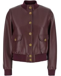 Twinset - Bordeaux Jacket With High Neck And Front Jewel Button Closure - Lyst
