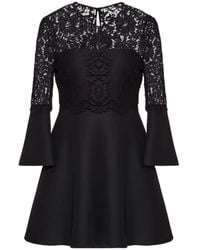 Valentino - Lace-Paneled Flared Dress - Lyst