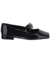 Versace - Gianni Ribbon Square-Toe Ballerina Shoes - Lyst