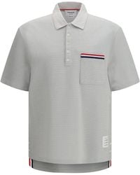 Thom Browne - Short-Sleeve Polo With Chest Pocket Shirts - Lyst
