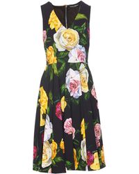 Dolce & Gabbana - Shirt Dress With Peony And Rose Print - Lyst