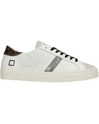 Date D.a.t.e. Hill Low Vintage Calf Leather Sneakers in White 