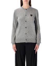 COMME DES GARÇONS PLAY - Wool Cardigan With Crystal Heart - Lyst