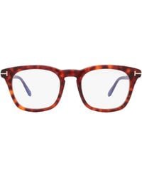 Tom Ford - Eyeglasses Square Full Rim, Dark Havana Frame And Clear Light Block Lens Ft5870-F-B052 - Lyst