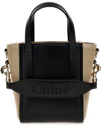 Chloé - Two-Tone Canvas And Leather Medium Sense Shopping Bag - Lyst