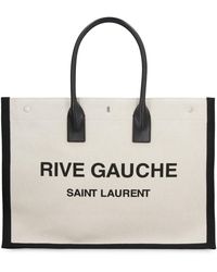 Saint Laurent - Rive Gauche Canvas Tote Leather Bags - Lyst