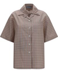 Prada - Short-Sleeved Check Shirt Cotton - Lyst