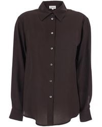P.A.R.O.S.H. - Dark Shirt With Pointed Collar And Long Sleeves In - Lyst