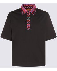 Missoni - Black Multicolour Cotton Zig Zag Polo Shirt - Lyst
