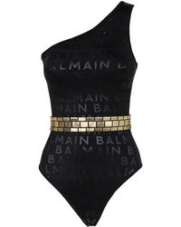 Balmain - Printed One-Piece Swimsuit - Lyst