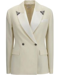 Versace - Stretch Wool Blazer With Embroidered Lapels - Lyst