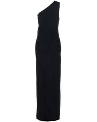 Semicouture - One-Shoulder Long Dress With Asymmetric Neckline - Lyst