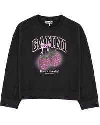 Ganni - Oversized Graphic Crewneck Sweatshirt - Lyst