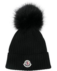 Moncler - Beanie Hat Ribbed Merino Wool Virgin - Lyst