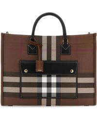 Brown Burberry Monogram Stripe E Tote Bag – Designer Revival