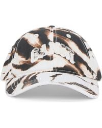 Ganni - Cap With Animal-Print Visor, Cotton Hat - Lyst