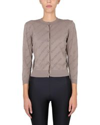 Balenciaga - Allover Logo Cropped Cardigan - Lyst