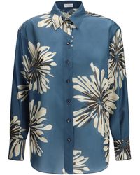 Brunello Cucinelli - Floral Silk Shirt - Lyst