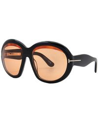 Tom Ford - Sunglasses Oval Full Rim, Shiny Frame And Lens Ft119301E - Lyst