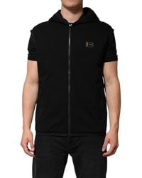Dolce & Gabbana - Sleeveless Hooded Logo Plaque Jacket Clothing - Lyst