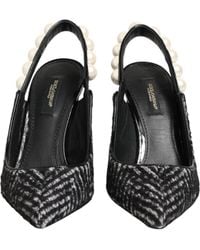 Dolce & Gabbana - Chevron Faux Pearl Slingbacks Shoes Pl+Pu+Se+Wl+Wm+Wv+36Lf - Lyst