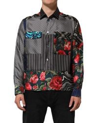 Dolce & Gabbana - Patchwork Long Sleeves Silk Shirt - Lyst