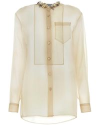 Prada - Sand Silk Shirt - Lyst