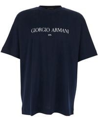 Giorgio Armani - Crewneck T-Shirt With Logo Lettering On The Front - Lyst