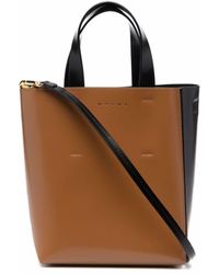 Marni - Logo-detail Leather Tote Bag - Lyst
