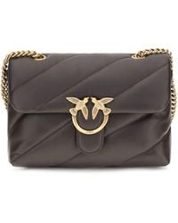 Pinko - Love Classic Leather Shoulder Bag Calf Bos Taurus - Lyst