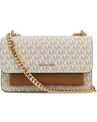 MICHAEL Michael Kors - Printed Canvas And Leather Claire Shoulder Bag - Lyst