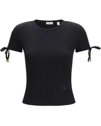 Burberry - Cotton Lace-Detail T-Shirt T-Shirts - Lyst