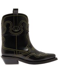 Ganni - Low Shaft Embroidered Western Boot - Lyst