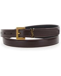 Saint Laurent - Belt Cassandre Loop Leather Calf - Lyst