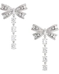 Self-Portrait - Drop Earrings With Bow And Crystals, Metal - Lyst