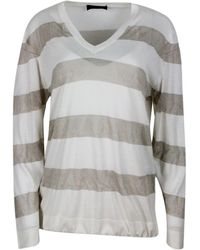 Fabiana Filippi - Long-Sleeved Silk And Cotton V-Neck Sweater - Lyst