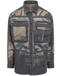 DIESEL - Cargo Shirt With Creased Print - Lyst
