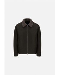 Harris Wharf London - Veste Golf London En Laine Pressée Et Bouclette Brun Foncé Jacket - Lyst