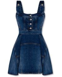 McQueen - Sleeveless Denim Mini Dress For - Lyst