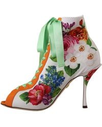Dolce & Gabbana - Jersey Stretch Boots Open Toes Heels Shoes Elastane - Lyst