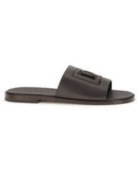 Dolce & Gabbana - Dolce & Gabbana Embossed Logo Sandals Dark - Lyst