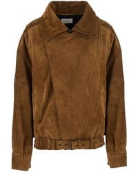 Saint Laurent - Jacket Suede Calf Leather Coat - Lyst