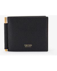 Tom Ford - Money Clip Wallet T-Line Grained Leather & Cardholders - Lyst