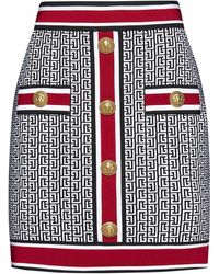 Balmain - Mini Skirt In Monogram Knit - Lyst