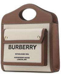 Burberry - Two-Tone Canvas And Leather Mini Pocket Handbag Cotton Polyurethane Borse A Mano - Lyst