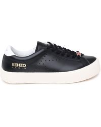KENZO - Black Leather Sneakers - Lyst