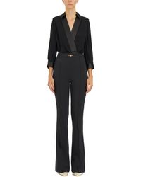 Elisabetta Franchi - Chic Satin-Lined Viscose Jumpsuit With Metallic Accents - Lyst